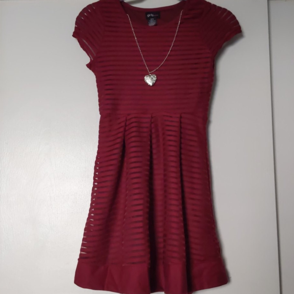 Red dress with necklace